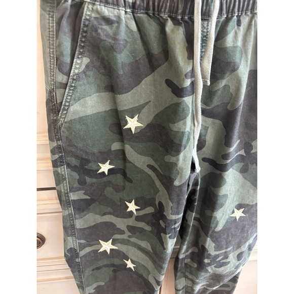 Driftwood Boho Drawstring Camo Gold Star Cotton Jogger Pants Small Elastic Waist - Picture 2 of 6